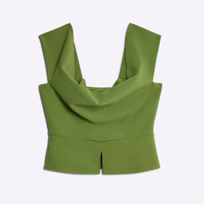 Green Cowl neck Corset Top