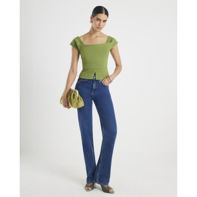Green Cowl neck Corset Top