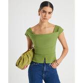Green Cowl neck Corset Top
