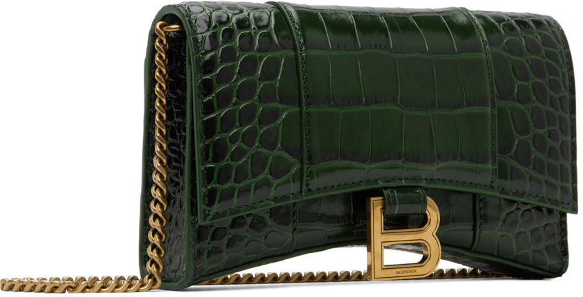 Balenciaga Green Croc Hourglass Bag