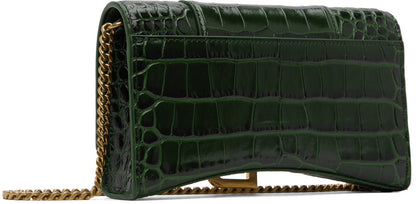 Balenciaga Green Croc Hourglass Bag