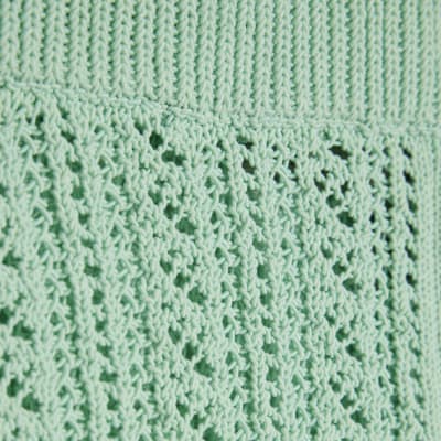 Green Crochet Knit Shorts
