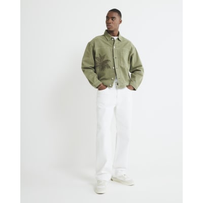 Green Denim Embroidered Palm Jacket