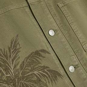 Green Denim Embroidered Palm Jacket