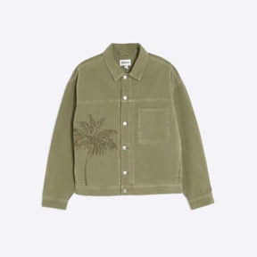 Green Denim Embroidered Palm Jacket