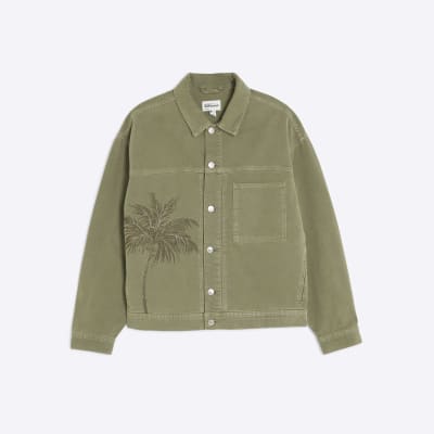 Green Denim Embroidered Palm Jacket