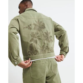 Green Denim Embroidered Palm Jacket