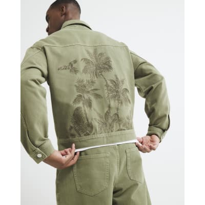Green Denim Embroidered Palm Jacket