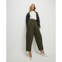 Green Draped Barrel Leg Trousers