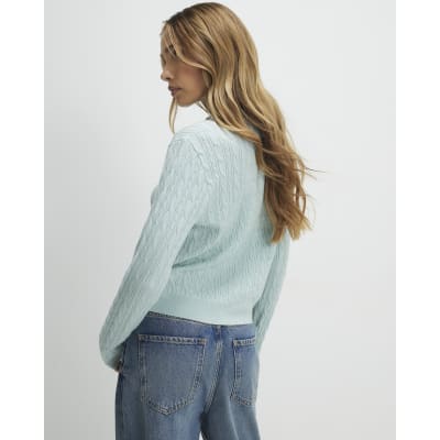 Green Embellished Collar Cardigan