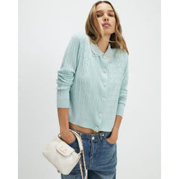 Green Embellished Collar Cardigan
