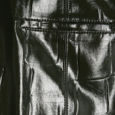 Green Faux Leather Croc Texture Mini Skirt