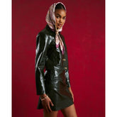 Green Faux Leather Croc Texture Mini Skirt