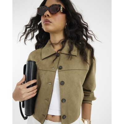 Green Faux Suede Overshirt