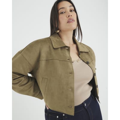 Green Faux Suede Overshirt