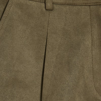 Green Faux Suede Shorts