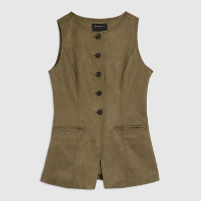 Green Faux Suede Waistcoat