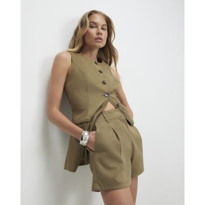 Green Faux Suede Waistcoat