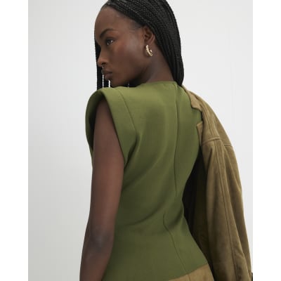 Green Fitted Knit Sleeveless Top