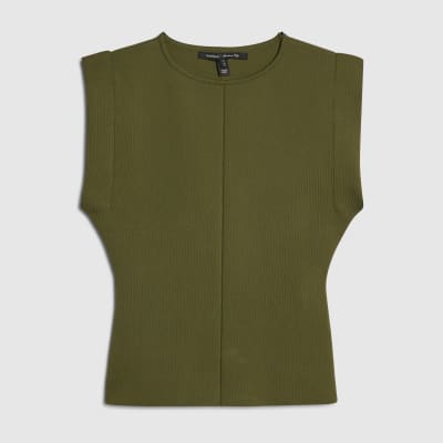 Green Fitted Knit Sleeveless Top