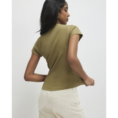 Green Fitted Rib T-Shirt