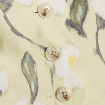Green Floral Linen Blend Waistcoat