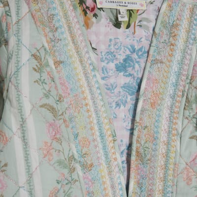 Green Floral Print Quilted Jacket