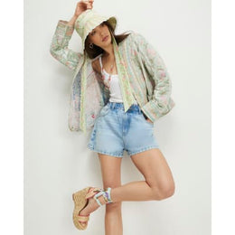 Green Floral Print Quilted Jacket