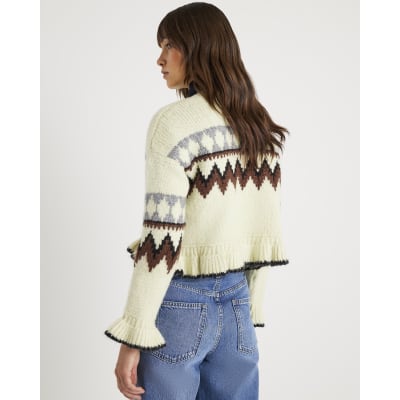 Green Frill Knitted Fair Isle Jumper