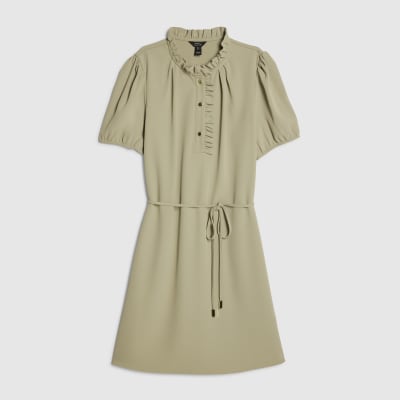 Green Frill Trim Mini Dress