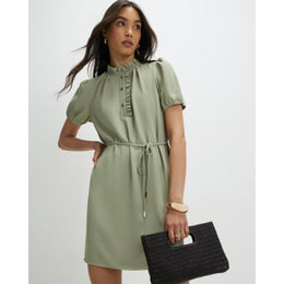 Green Frill Trim Mini Dress