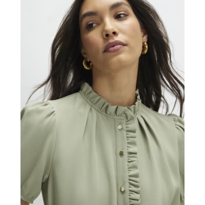 Green Frill Trim Mini Dress