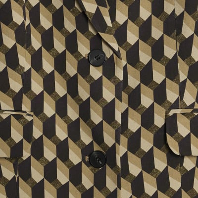 Green Geometric Print Oversized Blazer