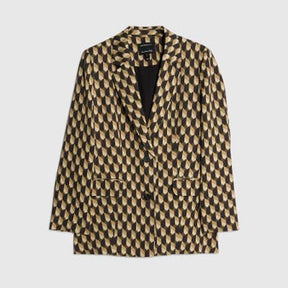 Green Geometric Print Oversized Blazer