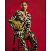 Green Geometric Print Oversized Blazer