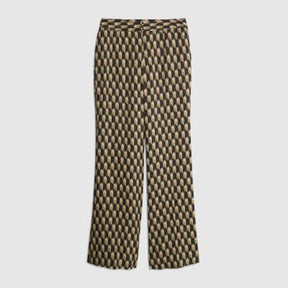 Green Geometric Skinny Flared Trousers