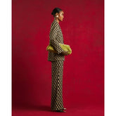 Green Geometric Skinny Flared Trousers