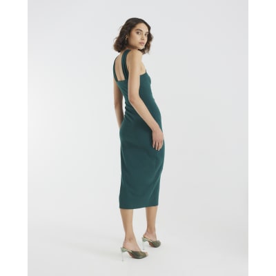 Green Halter Neck Midi Dress