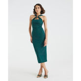 Green Halter Neck Midi Dress