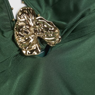 Green Hardware Plunge Swimsuit