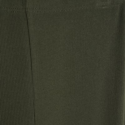 Green High Waisted Ribbed Flare Leggings