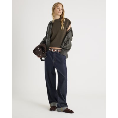 Green Knitted Boxy Fit Tank Top