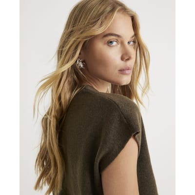 Green Knitted Boxy Fit Tank Top