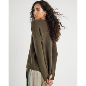 Green Knitted Curved Hem Jumper