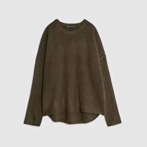 Green Knitted Curved Hem Jumper