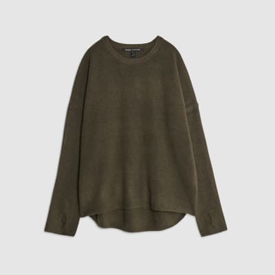 Green Knitted Curved Hem Jumper