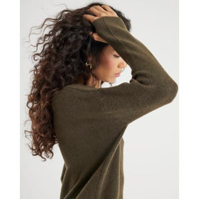 Green Knitted Curved Hem Jumper