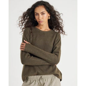 Green Knitted Curved Hem Jumper