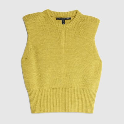 Green Knitted Structured Shoulder Tank Top