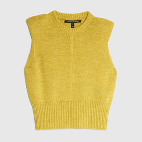 Green Knitted Structured Shoulder Tank Top